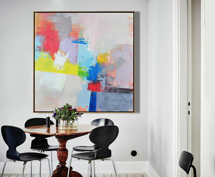 Original Extra Large Wall Art,Palette Knife Contemporary Art Canvas Painting,Decorating A Big Living Room,Pink,Red,Blue,Yellow,Violet Ash.etc
